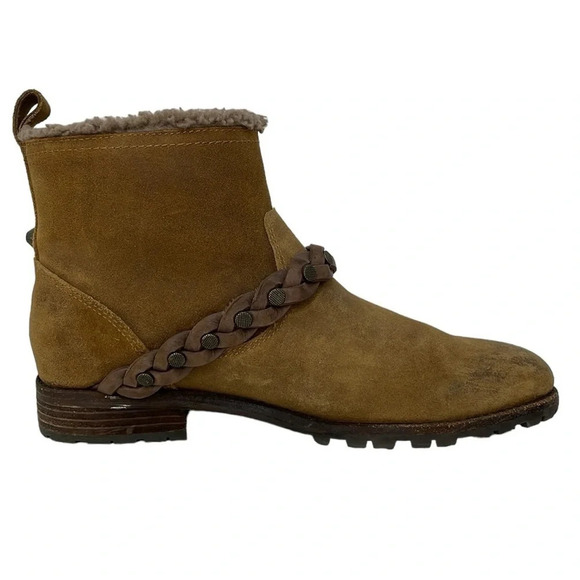 Sigerson Morrison Boots Women's 7 Brown Suede Leather Ankle Booties Shearling - Picture 6 of 14